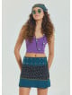 Snap Closure Patchwork Wrapped Floral Skirt 4670